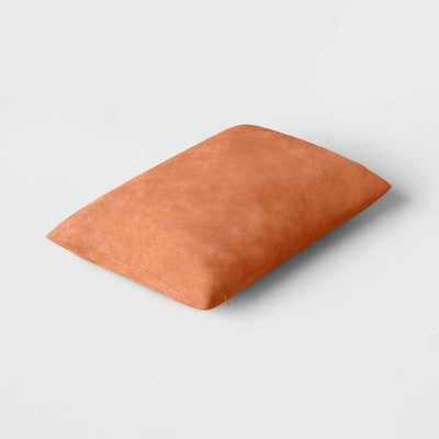 Oversize Washed Cotton Velvet Lumbar Throw Pillow Terracotta Pink - Threshold™: Indoor Decorative Cushion, 20x14", Hidden Zipper