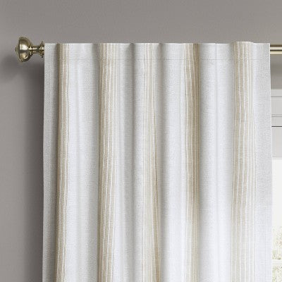 1pc 50"x63" Blackout Block Striped Window Curtain Panel White/Beige - Threshold™