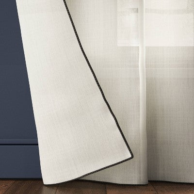 Light Filtering Marrow Edge Curtain Panel Ivory - Threshold™