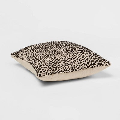  Square Jacquard Leopard Decorative Throw Pillow Black/Natural - Threshold™