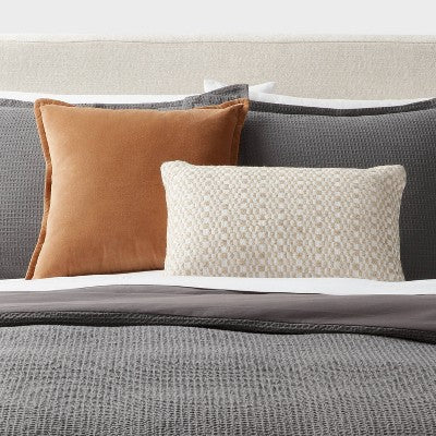  Geo Woven Dec Pillow Oblong Khaki/Ivory - Threshold™: Cotton Fabric, Indoor Stripe Design, Polyester Filled