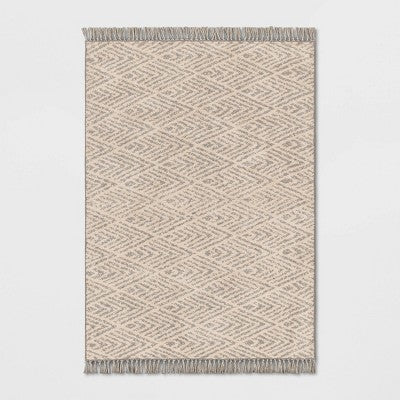  Diamond With Fringe Rug Gray - Threshold™