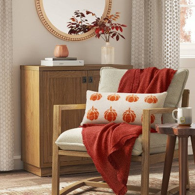  Brushed Woven With Frayed Edge Throw Blanket Orange - Threshold™
