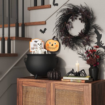  Medium Halloween Glass Pumpkin Black - Threshold™