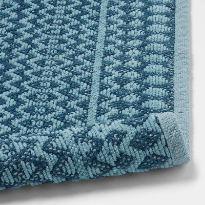  20"x32" Mixed Texture Chenille Bath Rug Teal Blue - Threshold™