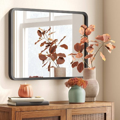 22" X 30" Rounded Corner Wood Wall Mirror - Threshold™