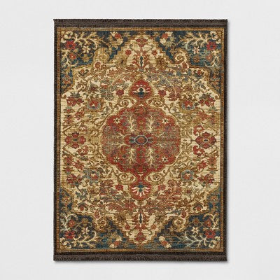  Floral Woven Medallion Persian Rug - Threshold