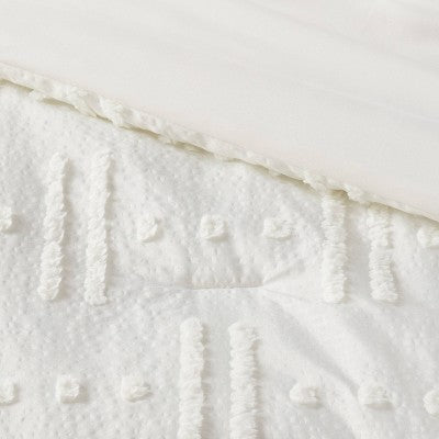  8pc Tufted Broken Stripe Comforter Bedding Set White - Threshold™