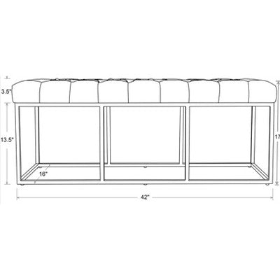  Trubeck Tufted Metal Base Bench Faux Leather Brown - Threshold™