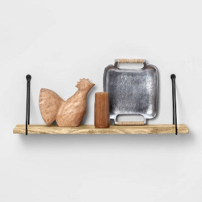  Wood Wall Shelf With Hanging Wire Natural/Black - Threshold™