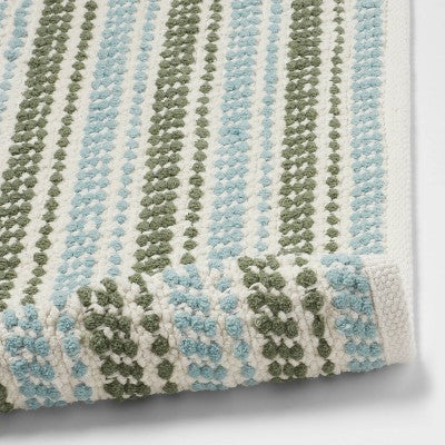  20"x32" Chenille Striped Bath Rug Dark Green - Threshold™