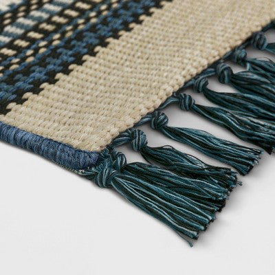 7' X 10' Stripe Outdoor Rug Blue/Beige - Threshold™