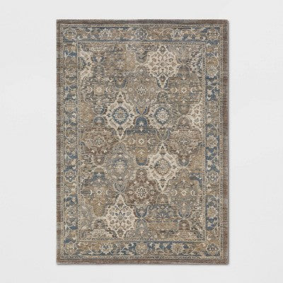  Distressed Persian Woven Rug Brown - Threshold
