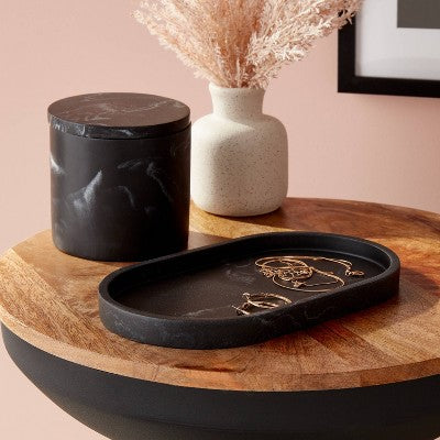  Marble Bath Tray Black - Threshold™