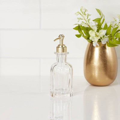  Fluted Glass Solid Soap Pump Clear - Threshold™
