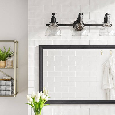  3-Light Industrial Glass Chandelier Matte Black - Threshold™