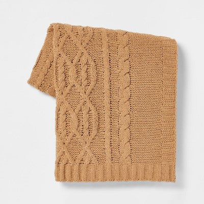  Cable Knit Chenille Throw Blanket - Threshold