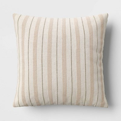  Cotton Flax Woven Striped Square Throw Pillow - Threshold™