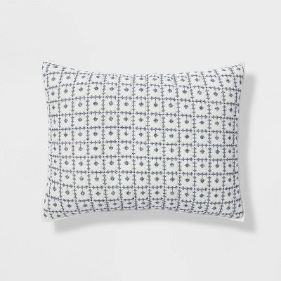  Embroidered Grid Sham Blue - Threshold
