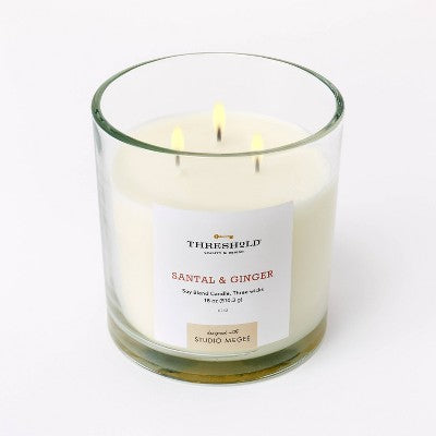  Clear Glass Santal & Ginger Candle White - Threshold™ Designed With Studio McGee