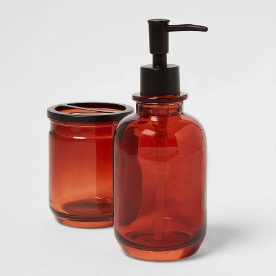  Apothecary Glass Soap/Lotion Dispenser Amber - Threshold™