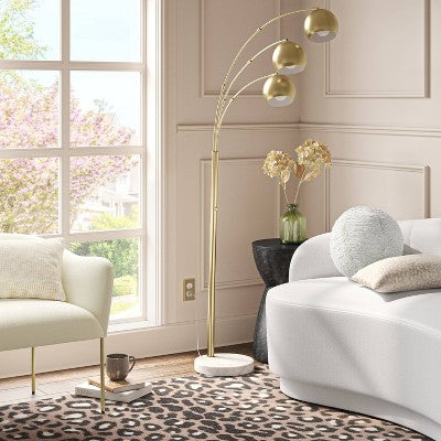  75.5"x29.5" Span 3-Head Metal Globe Floor Lamp Brass - Threshold™