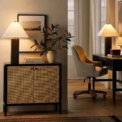  Square Table Lamp With Tapered Shade Black - Threshold™ Designed With Studio McGee