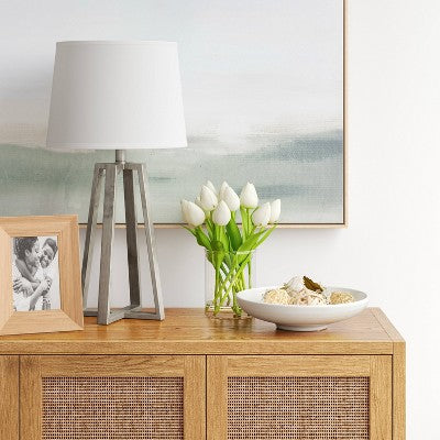  Brushed Linear Large Lamp Base Silver - Threshold™