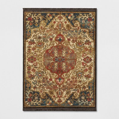 Floral Woven Medallion Persian Rug - Threshold