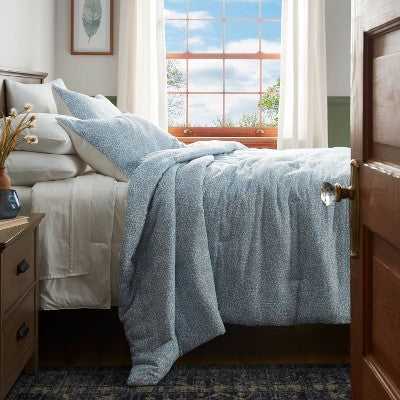  Traditional Floral Printed Cotton Comforter & Sham Set Blue - Threshold™
