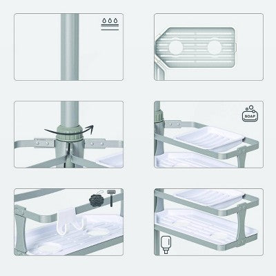  Aluminum Corner Tension Pole Caddy Gray - Threshold™