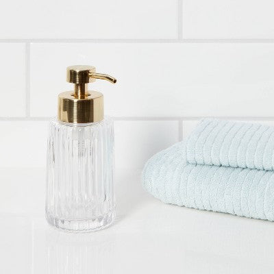  Ribbed Foaming Glass Soap Pump Clear - Threshold™