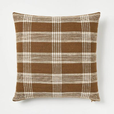  Woven Plaid Square Throw Pillow With Zipper Pull - Threshold™ Designed With Studio McGee