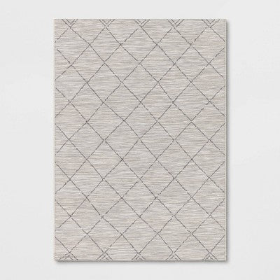  Mira Geometric Diamond Indoor/Outdoor Rug Cream - Threshold™