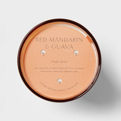  Colored Vase Glass With Dustcover Mandarin & Guava Candle Orange - Threshold™