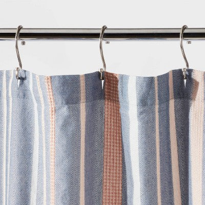  Seersucker Waffle Shower Curtain Blue - Threshold™