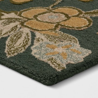  5'x7' Floral Handtufted Area Rug Dark Green - Threshold™