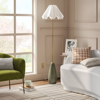  Wavy Shade Collection With Ceramic Base Floor Lamp - Threshold™
