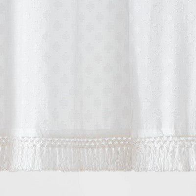  Textured Crochet Trim Shower Curtain White - Threshold™