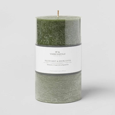  Pillar Candle Water Mint & Eucalyptus Green - Threshold™