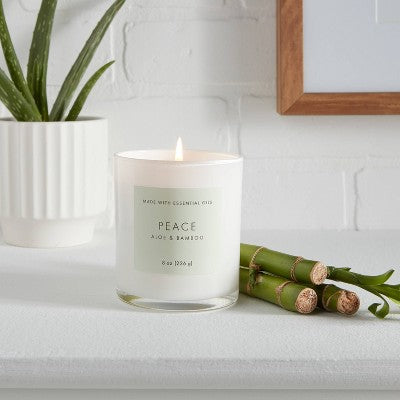  Wood Lidded Glass Wellness Peace Candle - Threshold™
