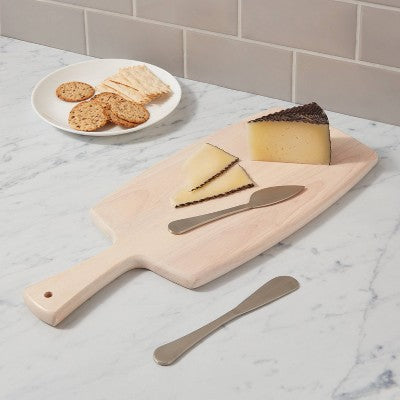  17" X 7" Rubberwood White Washed Serving Board - Threshold™