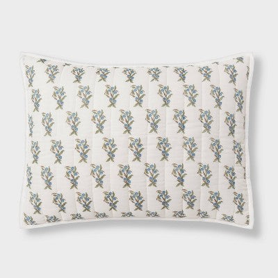  Voile Woodblock Printed Quilt Sham Ivory - Threshold™