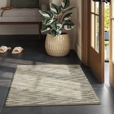  2'x3' Striped Accent Rug Olive Green - Threshold™