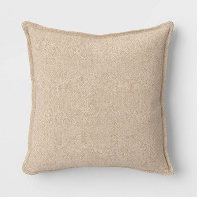  Square Linen Reversible Throw Pillow With Flange Contrast Neutral/Gold - Threshold™
