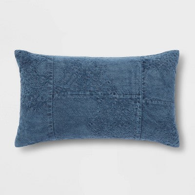  Oversized Washed Pieced Chenille Lumbar Throw Pillow - Threshold™