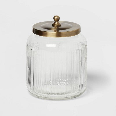  Medium Glass Bath Canister Brass - Threshold™
