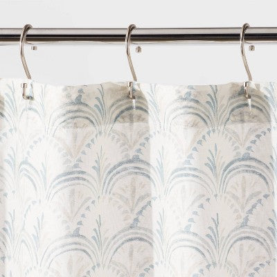  Block Print Scallop Shower Curtain Aqua Blue - Threshold™