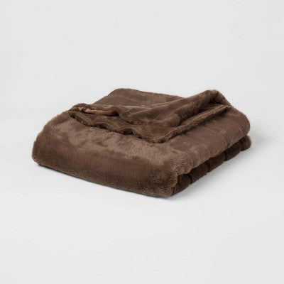  55"x80" Faux Fur Ribbed Bed Throw - Threshold™