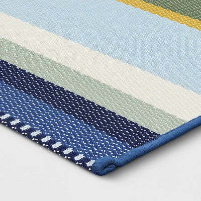  7'x10' Stripe Outdoor Rug Blue/Green - Threshold™